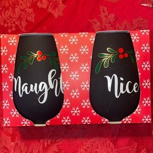Stemless wine glasses in box